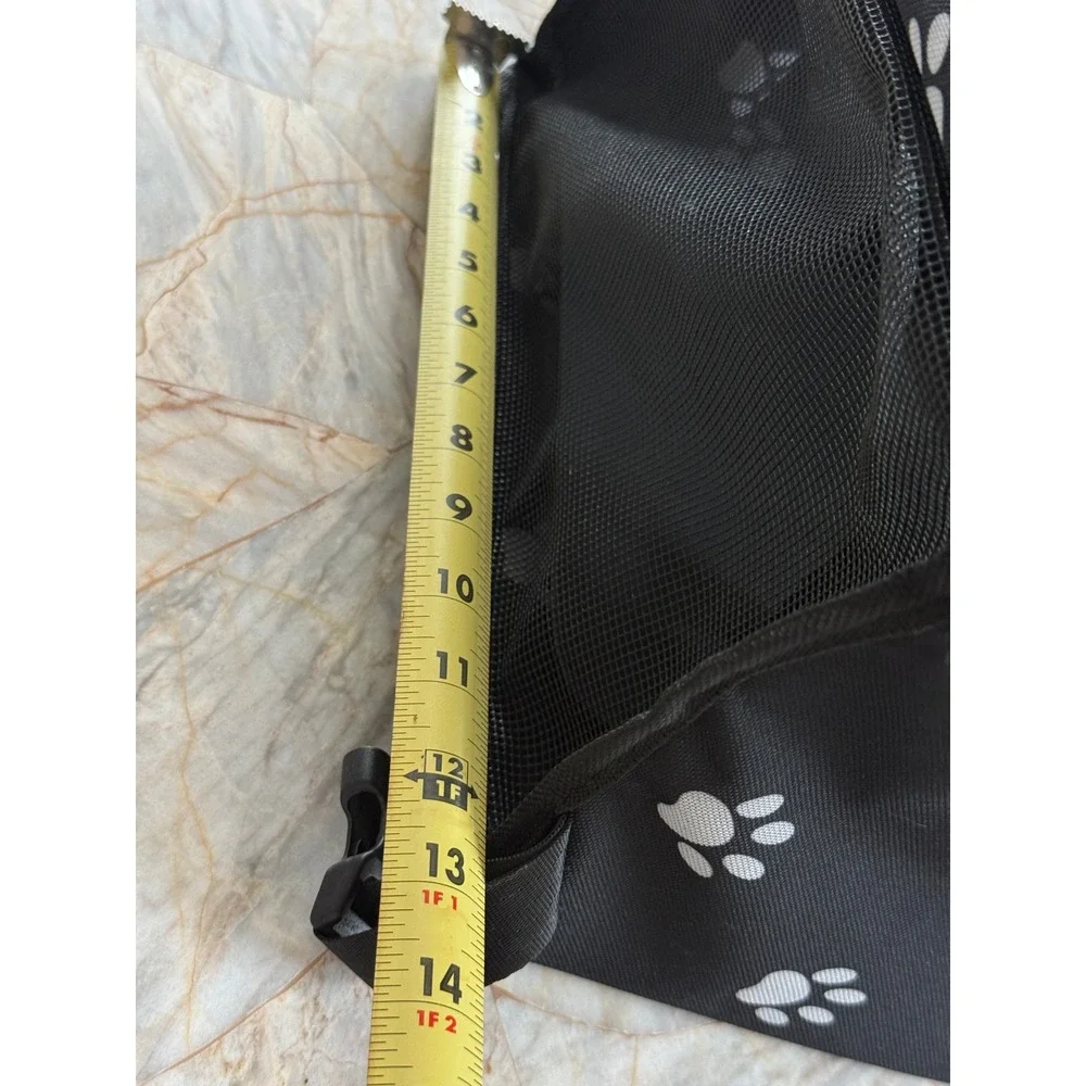 Black Paw Print Pet Car Booster Seat Small Dog Cat Travel Carrier Mesh Sides